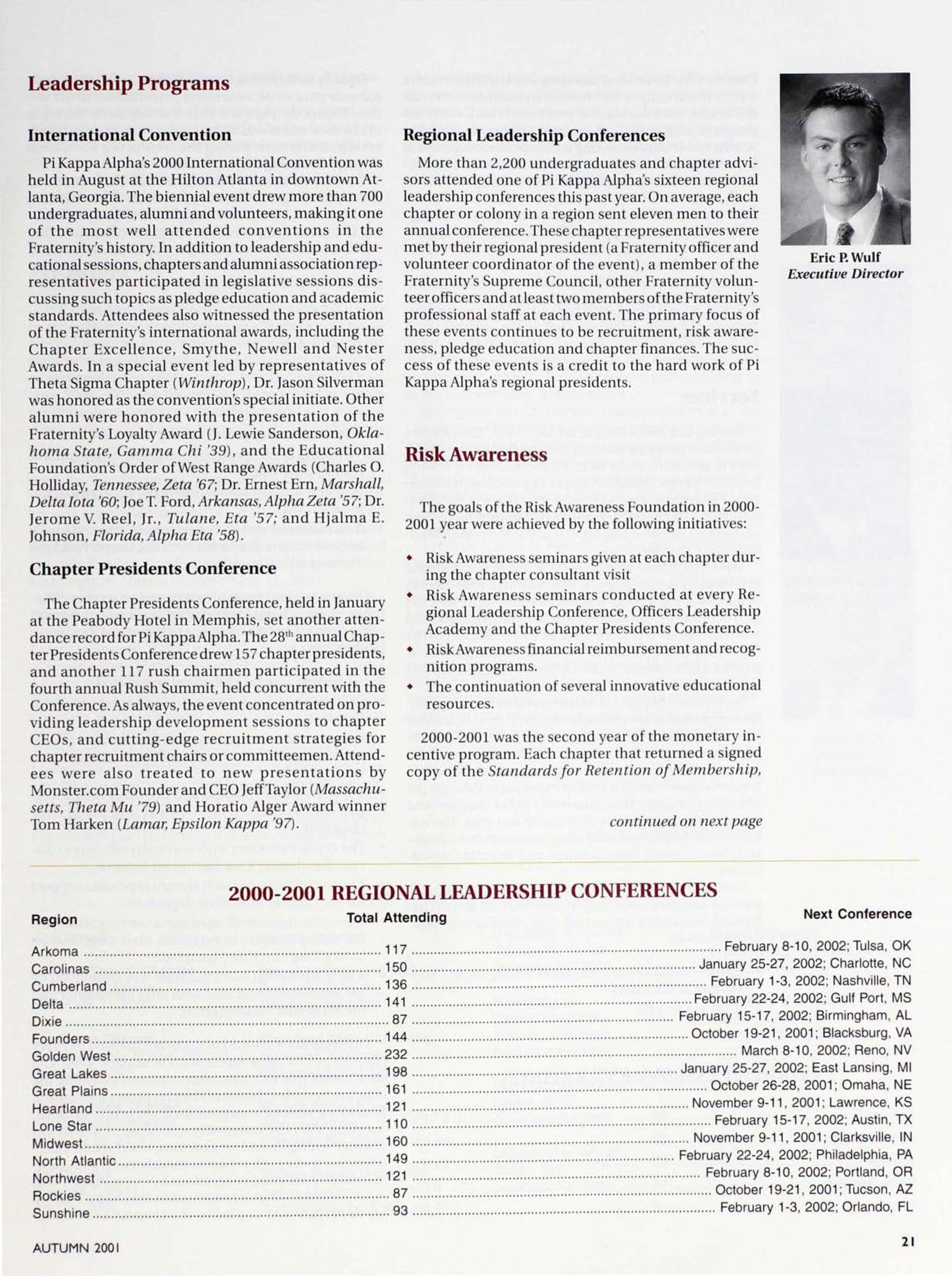 2000-2001 Regional Leadership Conferences